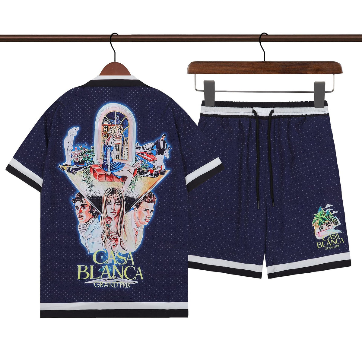 Amiri and Casa Blanca Collared shirt and shorts set