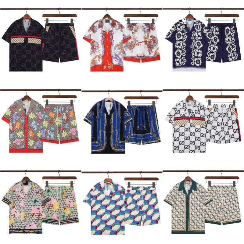 Prada and Versace Collared shirt and shorts set