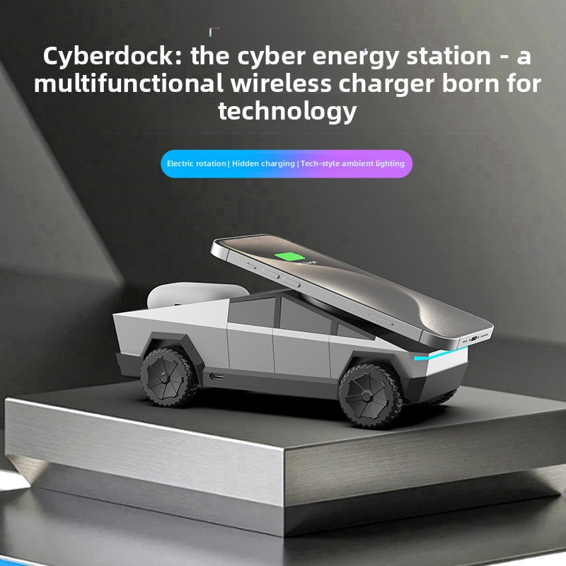 Cybertuck Inspired 3 in 1 wireless charging dock for iphone, Apple Watch & Airpods