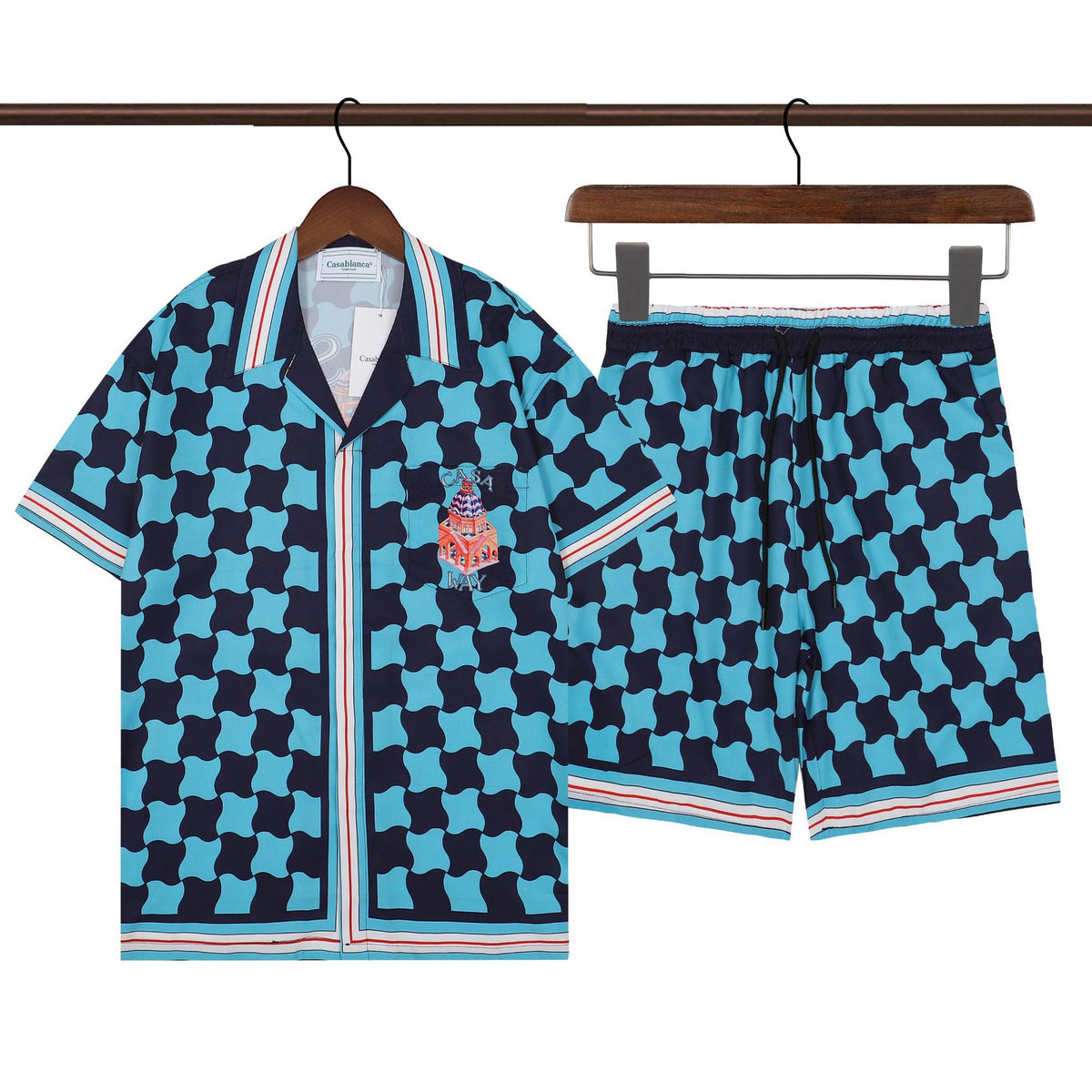 Amiri and Casa Blanca Collared shirt and shorts set