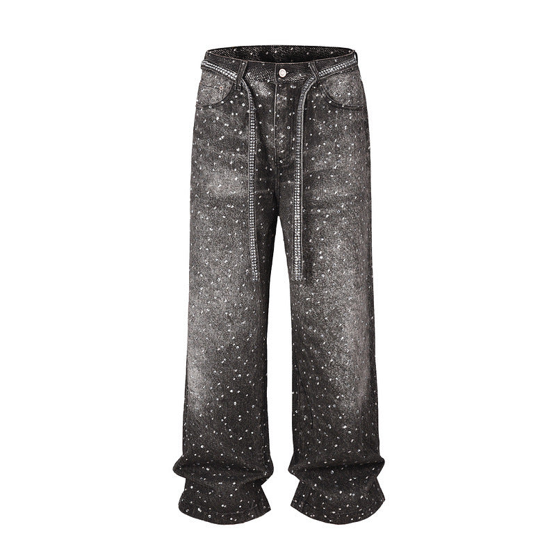 Denim shorts and jeans with sparkling rhinestones