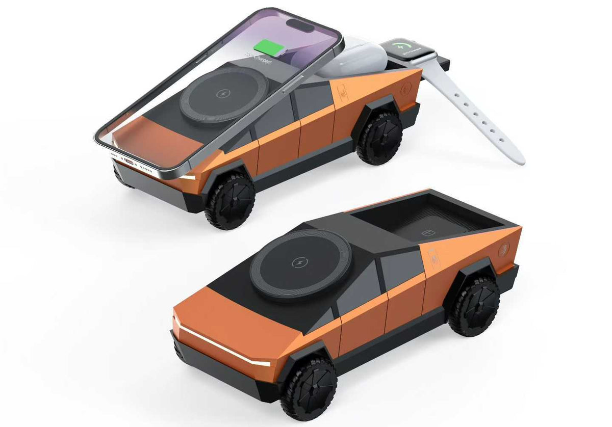 Cybertuck Inspired 3 in 1 wireless charging dock for iphone, Apple Watch & Airpods
