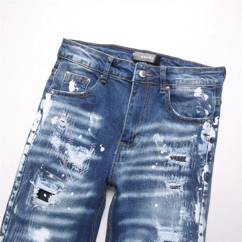 Slim-Fit Distressed Denim Jeans