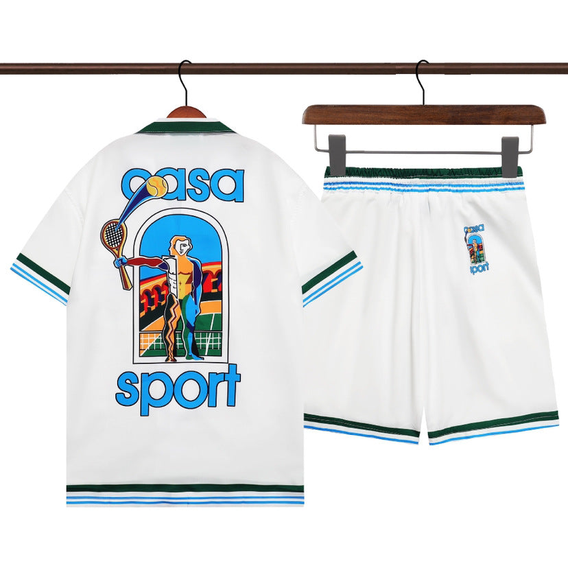 Amiri and Casa Blanca Collared shirt and shorts set