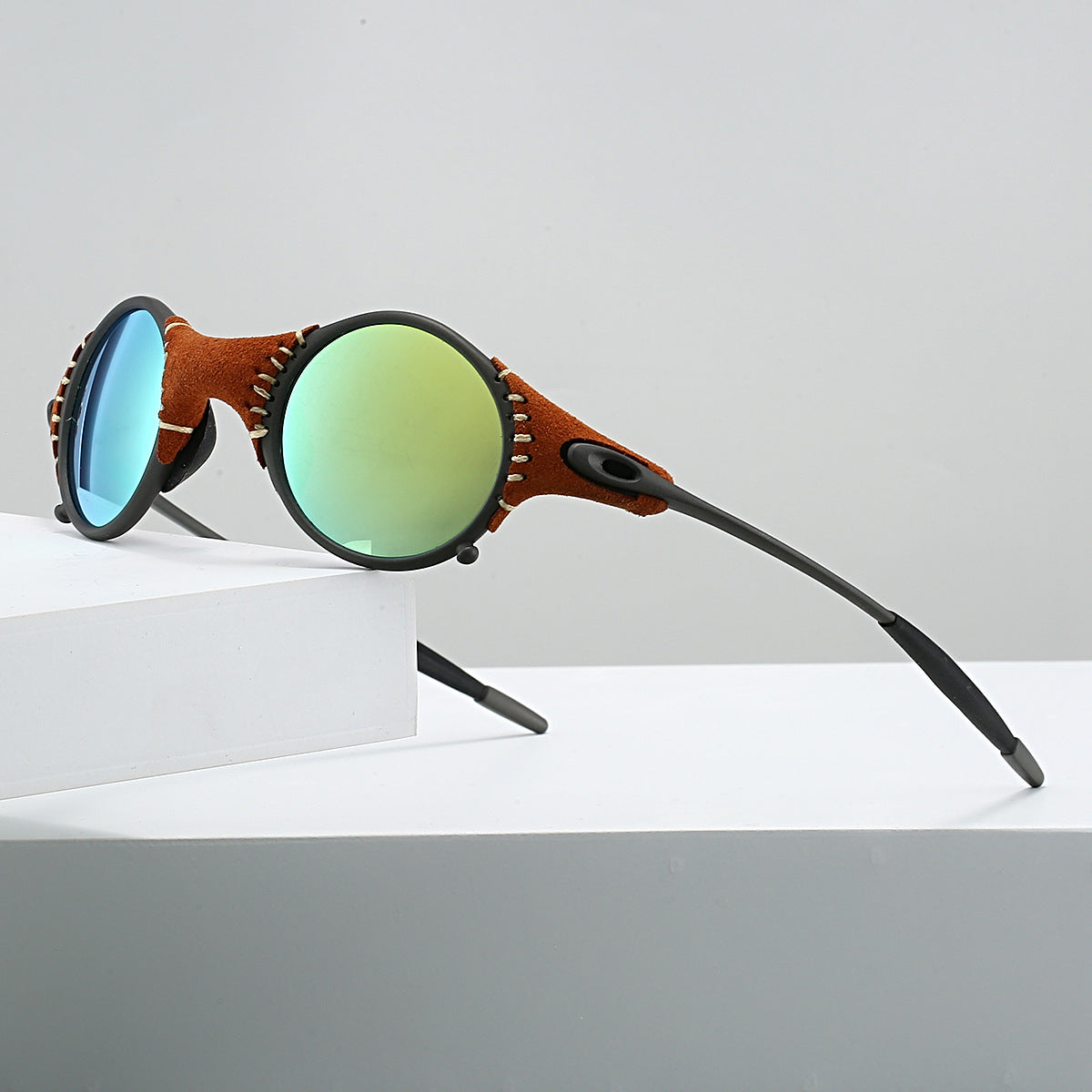 Stitched suede streampunk shades