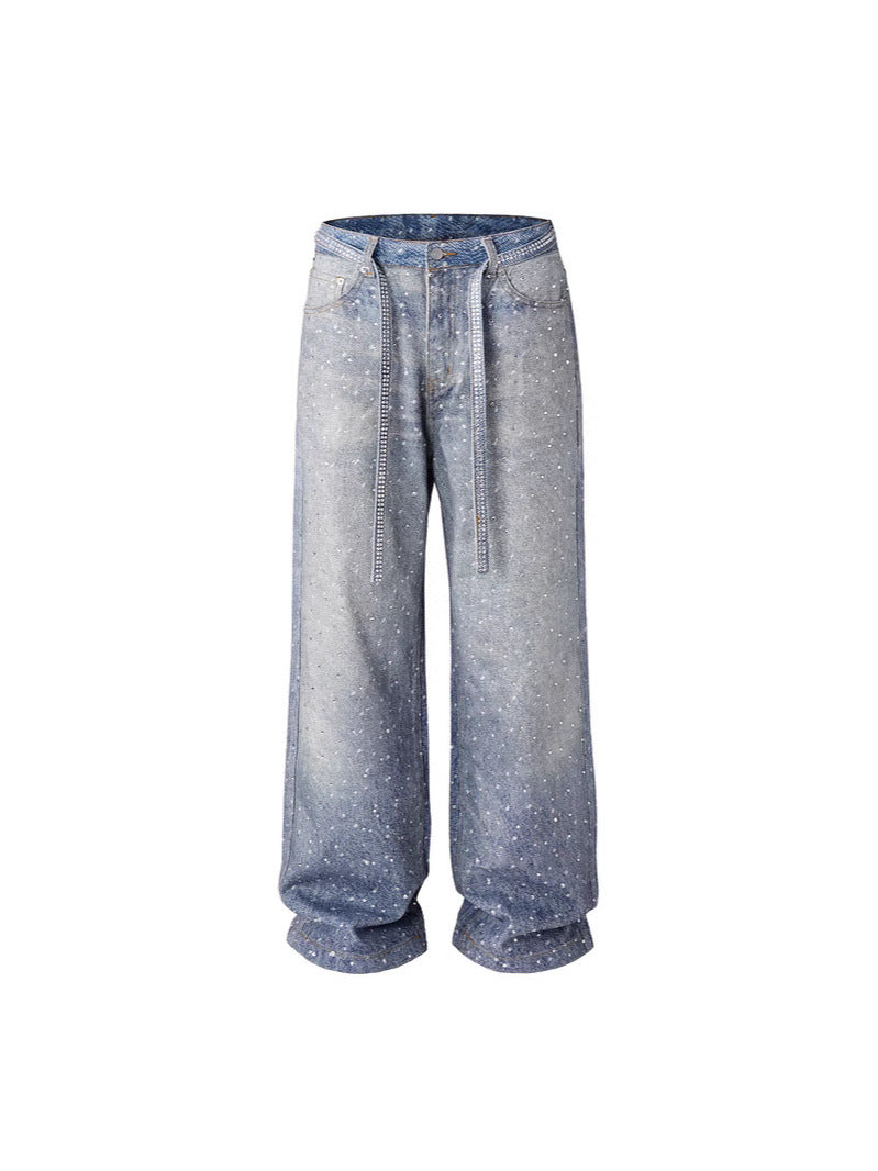 Denim shorts and jeans with sparkling rhinestones