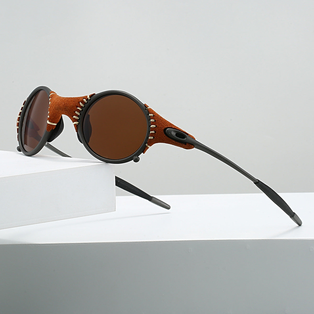 Stitched suede streampunk shades