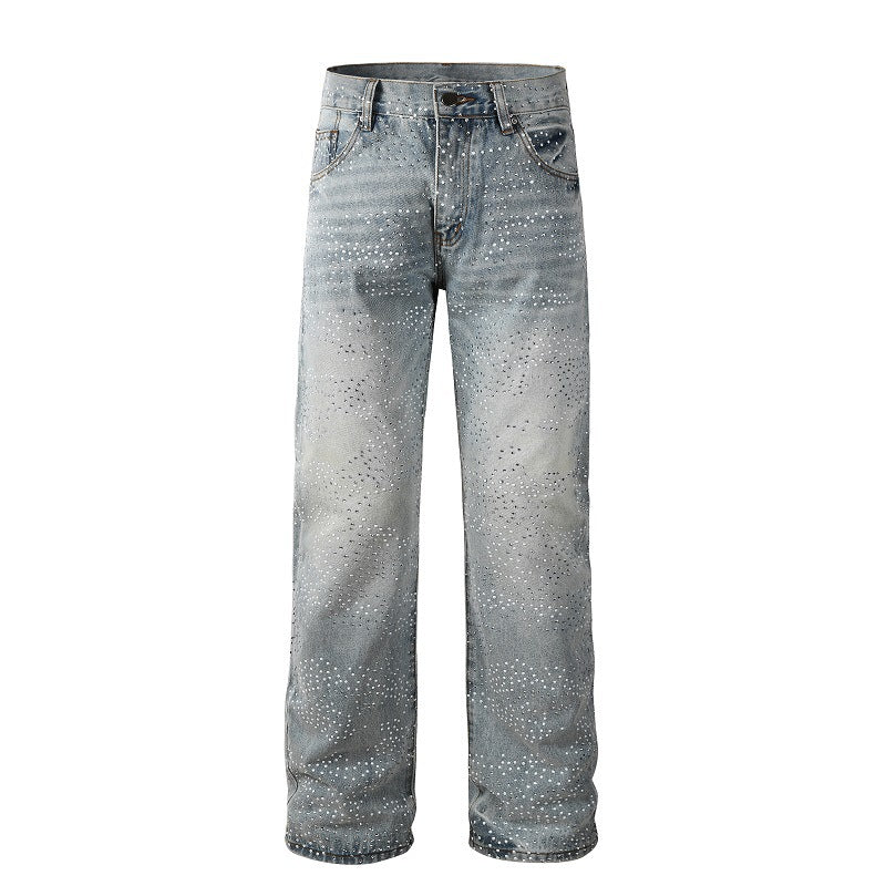 Straight-leg loose-fitting men's jeans