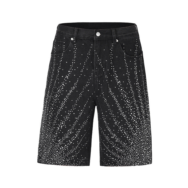 Denim shorts and jeans with sparkling rhinestones
