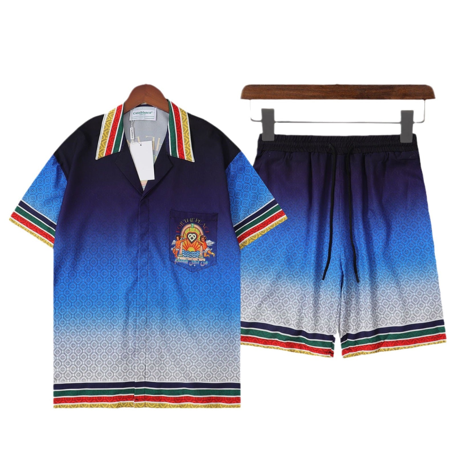 Amiri and Casa Blanca Collared shirt and shorts set