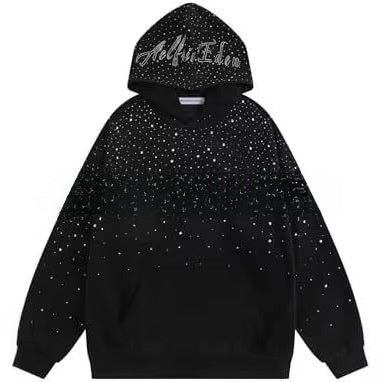 Rhinestone graphic hoodie