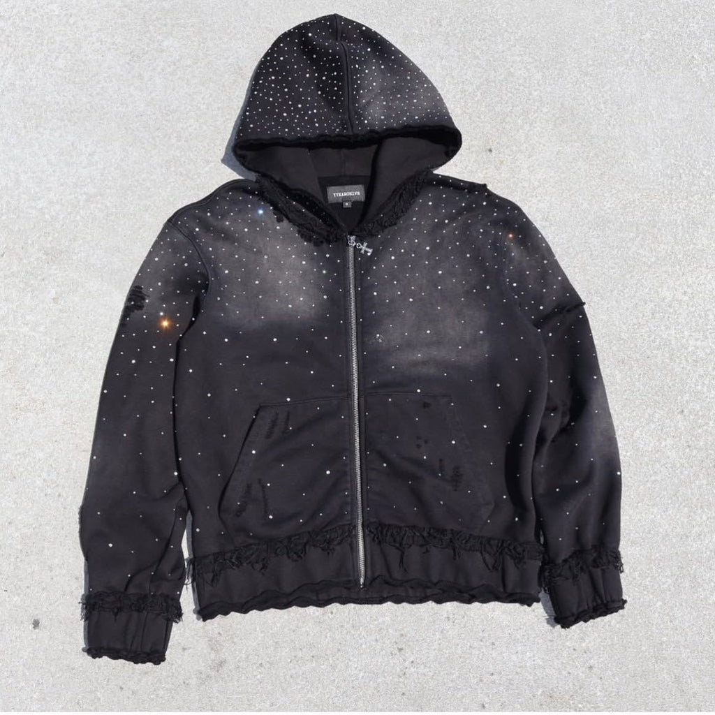 Mens Star Print Hooded Sweatshirt