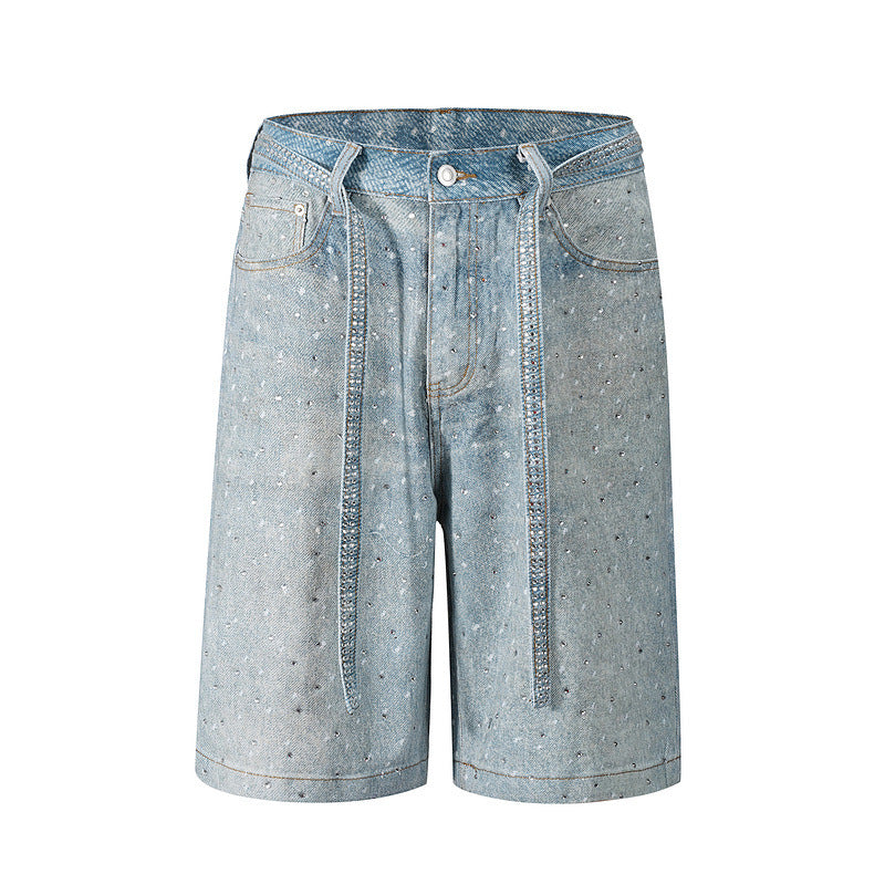 Denim shorts and jeans with sparkling rhinestones