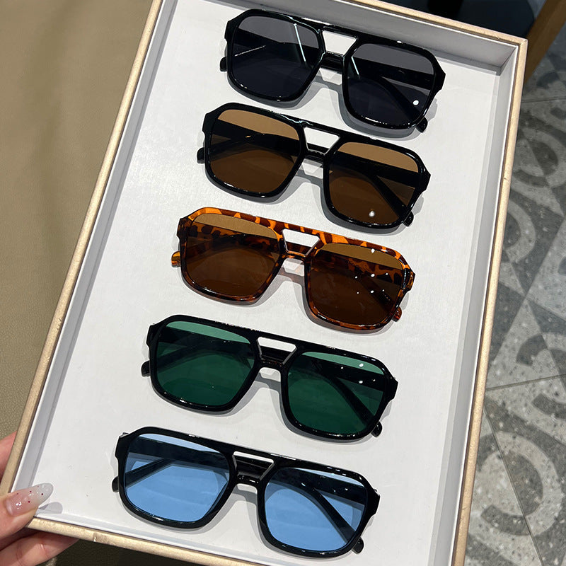 Oversized double bridge sunglasses
