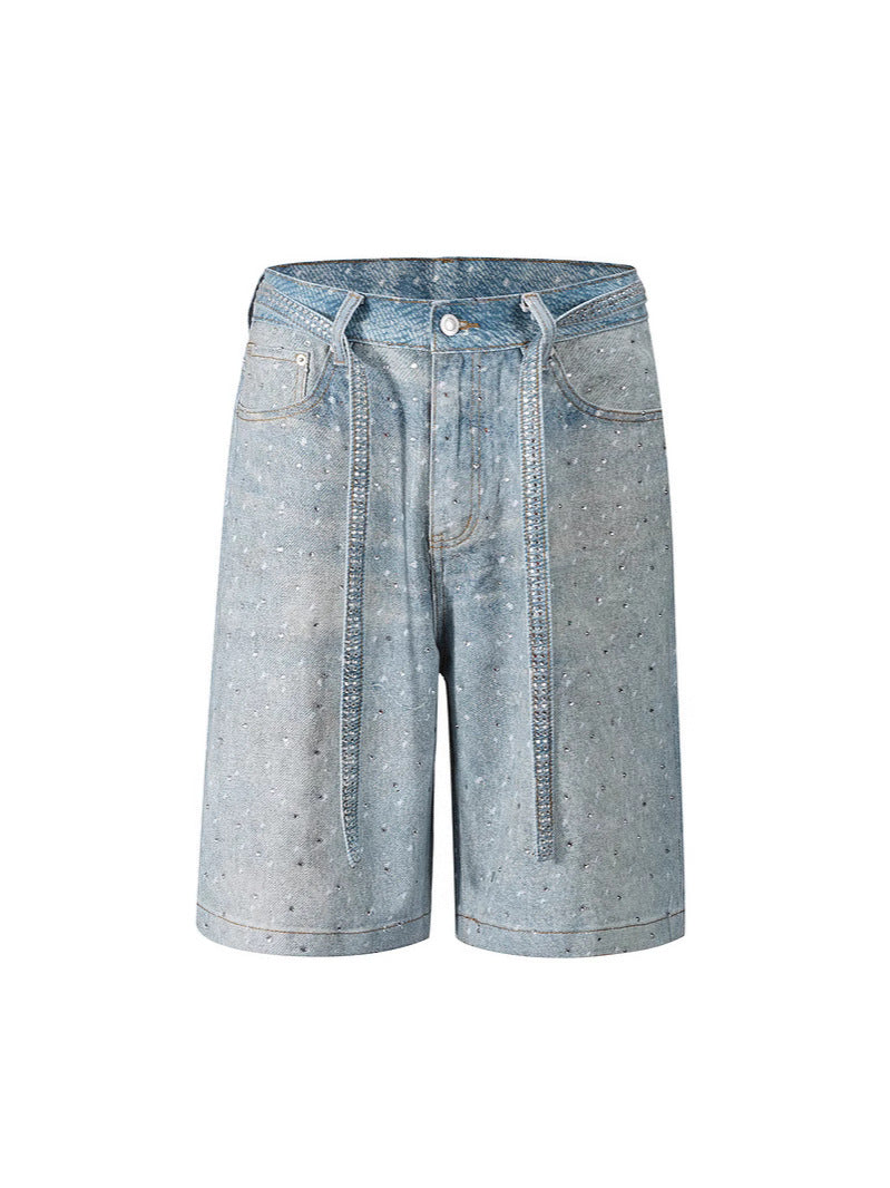 Denim shorts and jeans with sparkling rhinestones