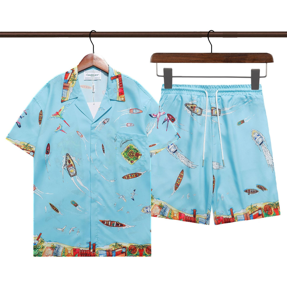 Amiri and Casa Blanca Collared shirt and shorts set