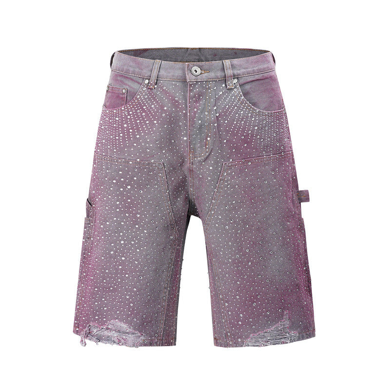 Denim shorts and jeans with sparkling rhinestones