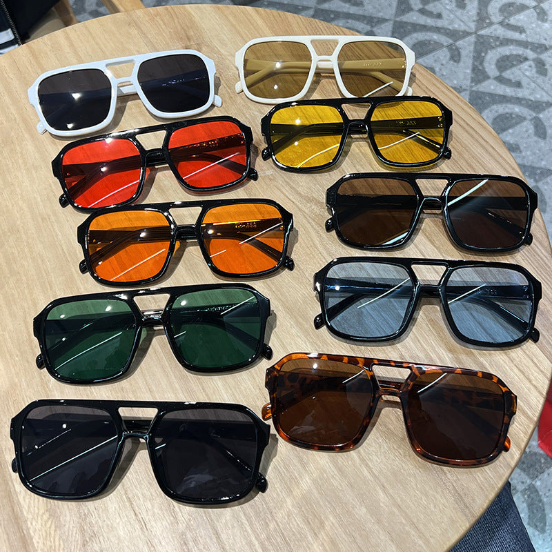 Oversized double bridge sunglasses