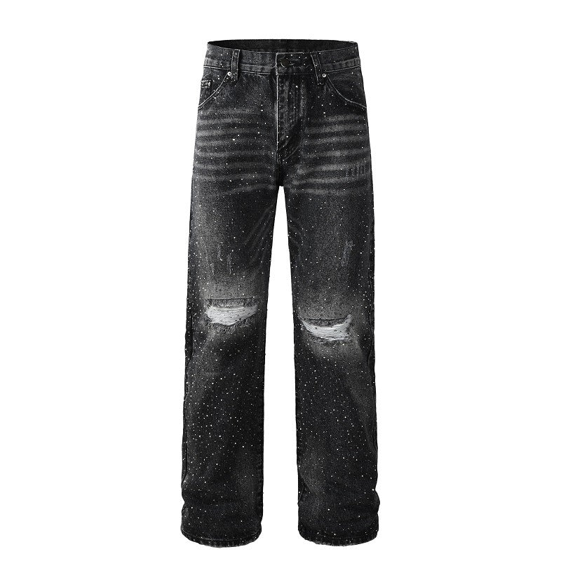 Straight-leg loose-fitting men's jeans
