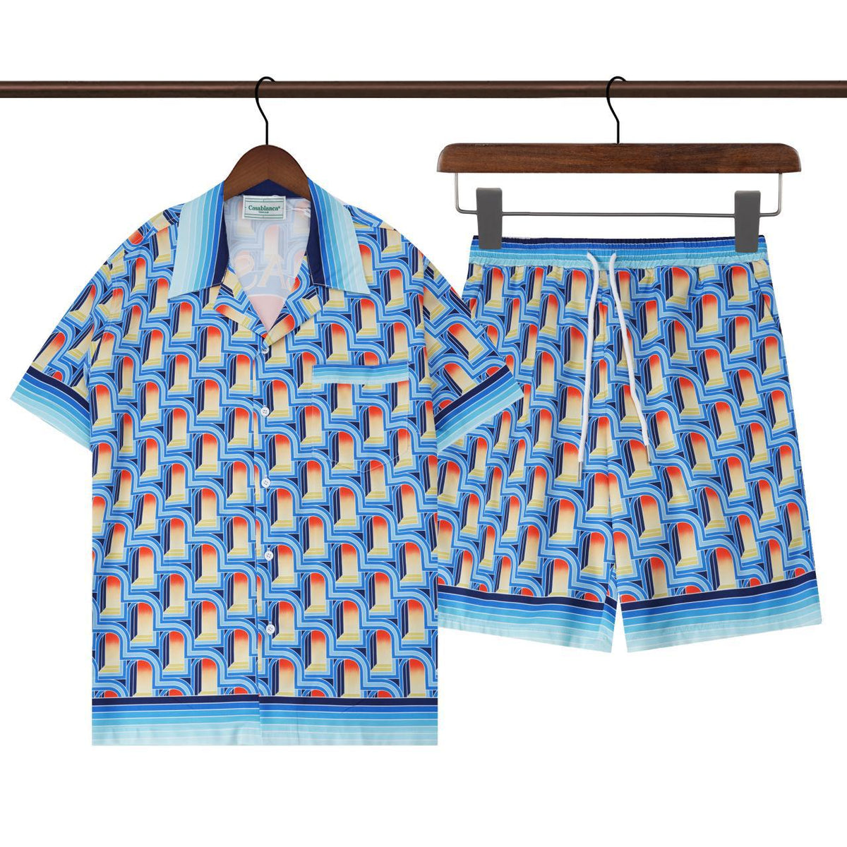 Amiri and Casa Blanca Collared shirt and shorts set