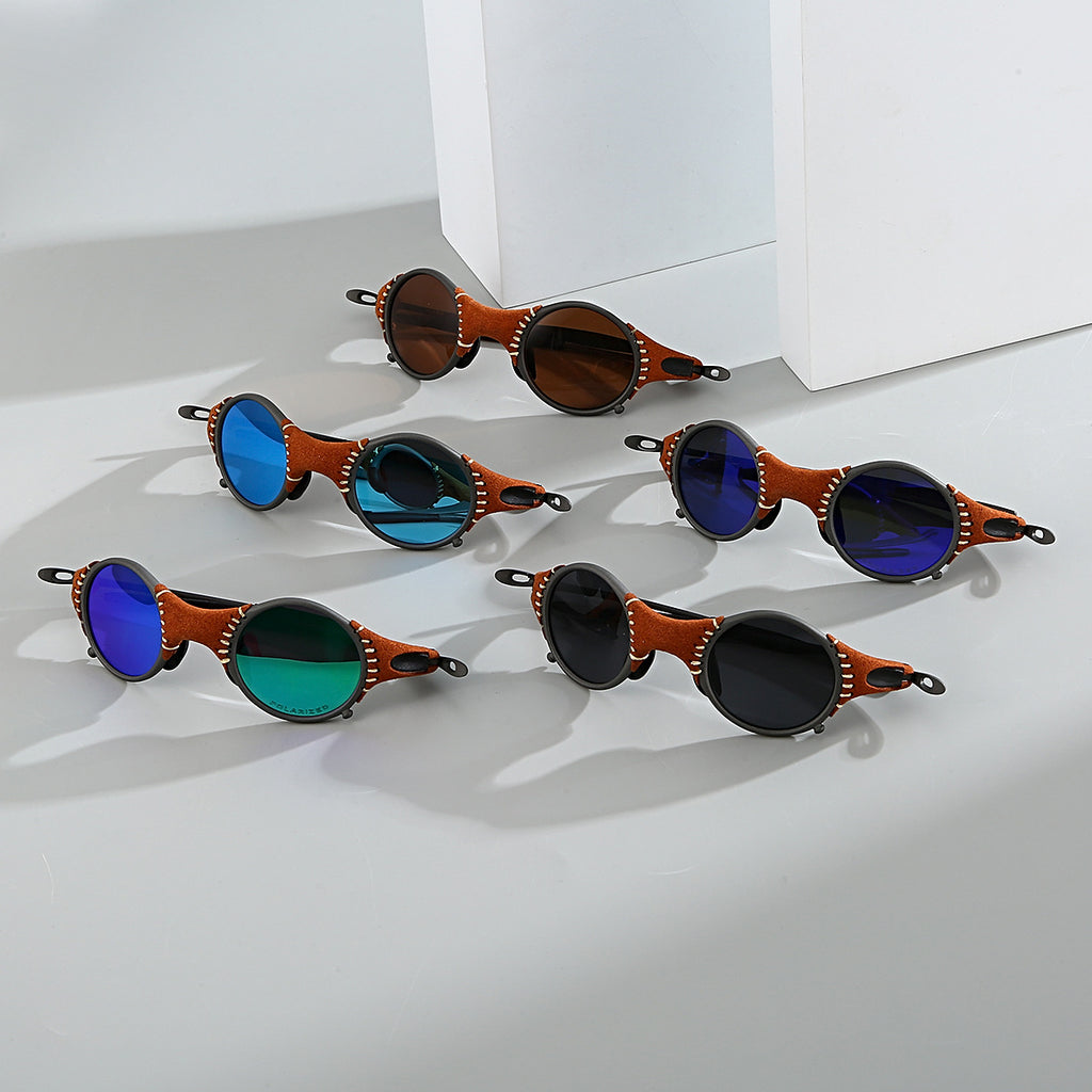 Stitched suede streampunk shades