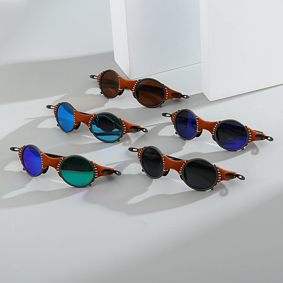 Stitched suede streampunk shades