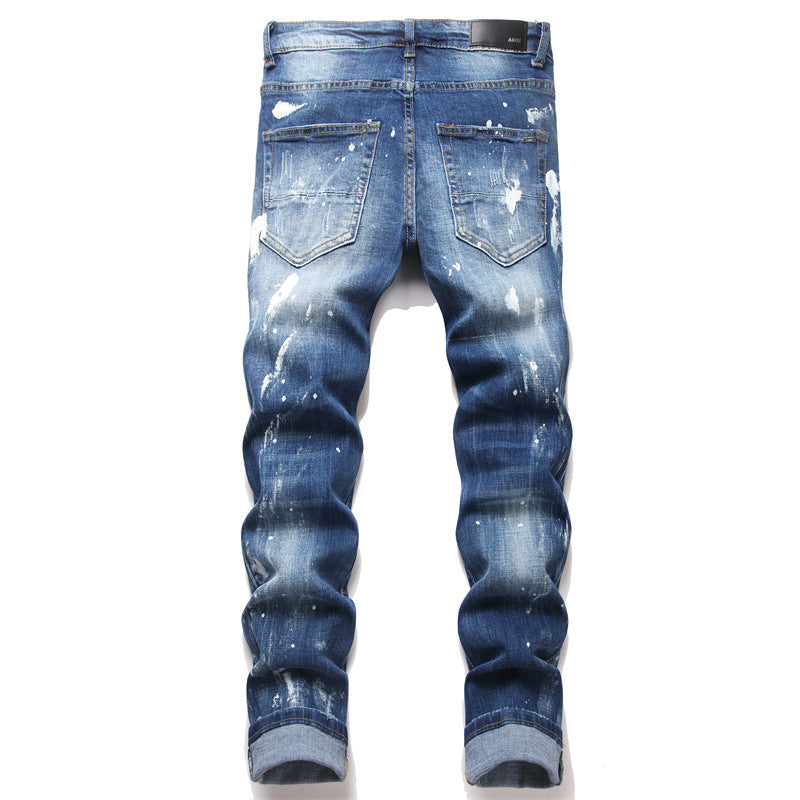 Slim-Fit Distressed Denim Jeans