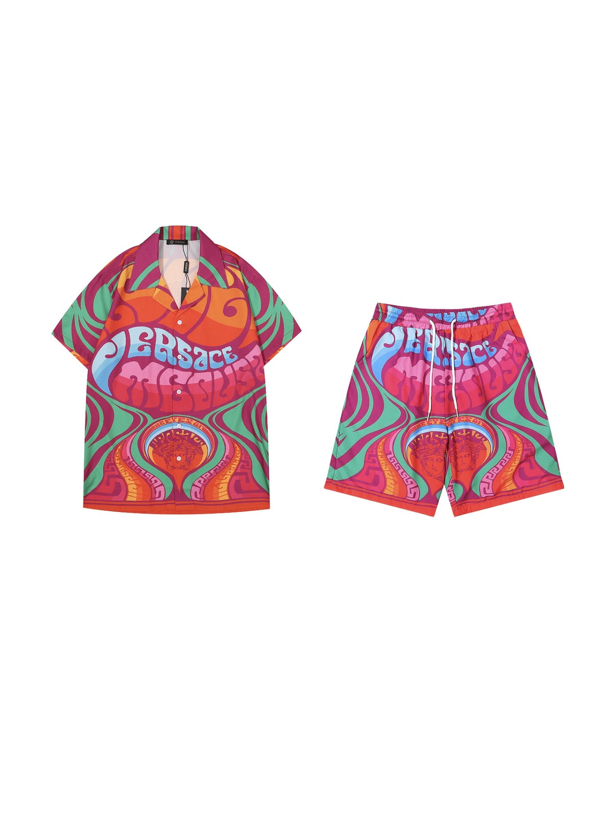 Prada and Versace Collared shirt and shorts set