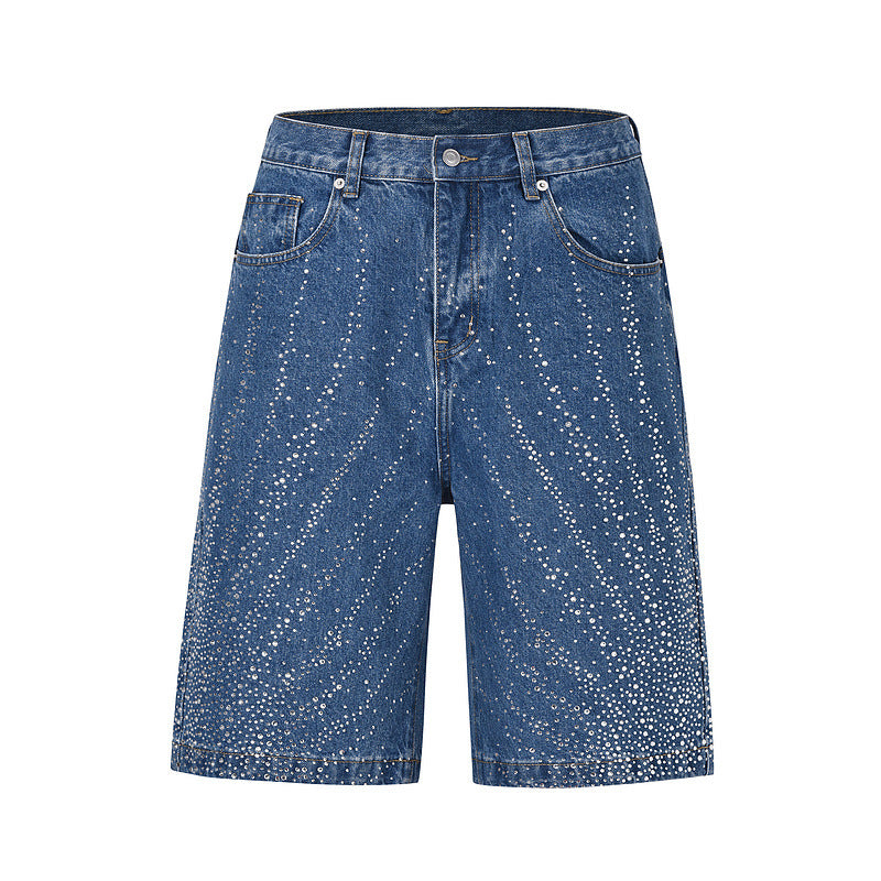 Denim shorts and jeans with sparkling rhinestones