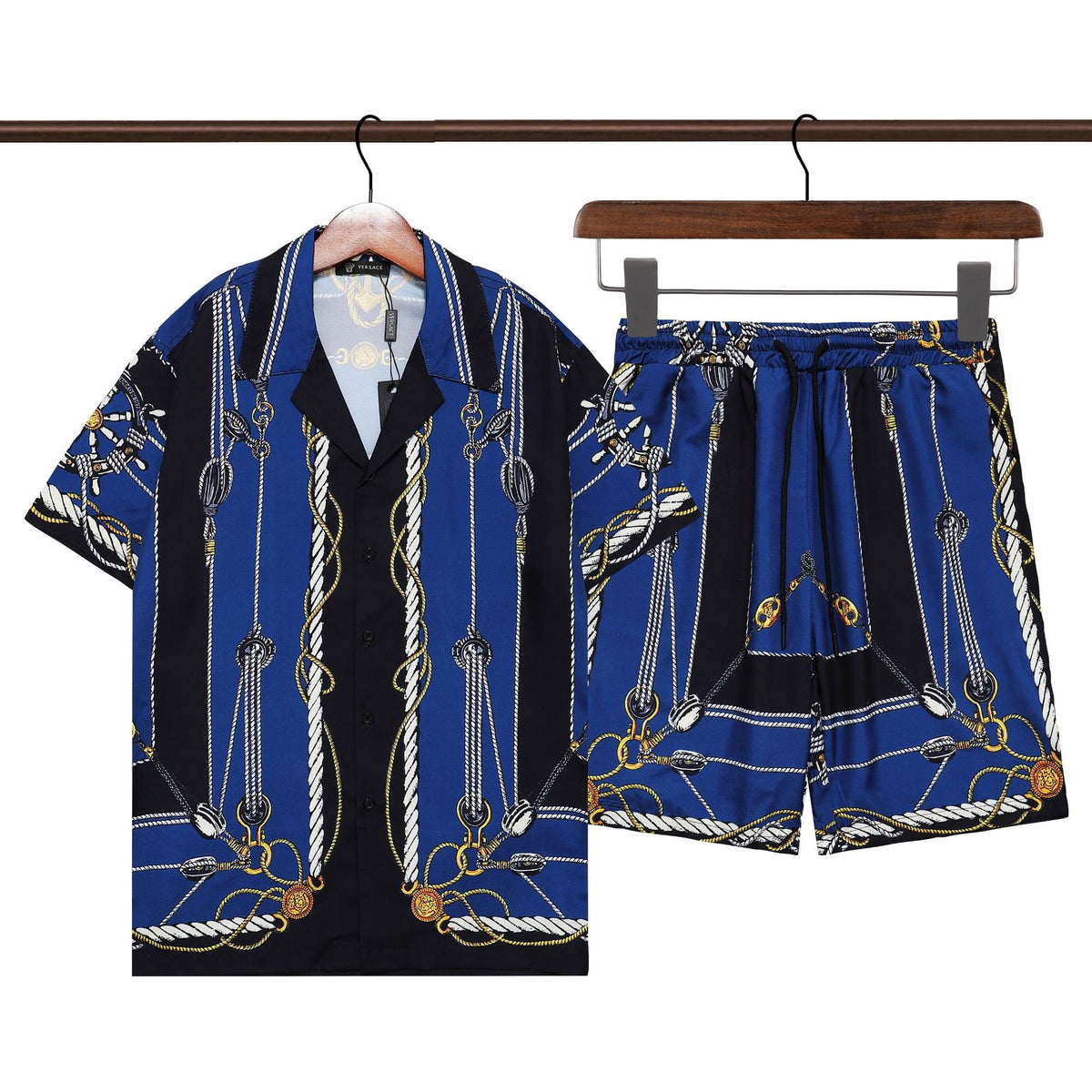 Prada and Versace Collared shirt and shorts set