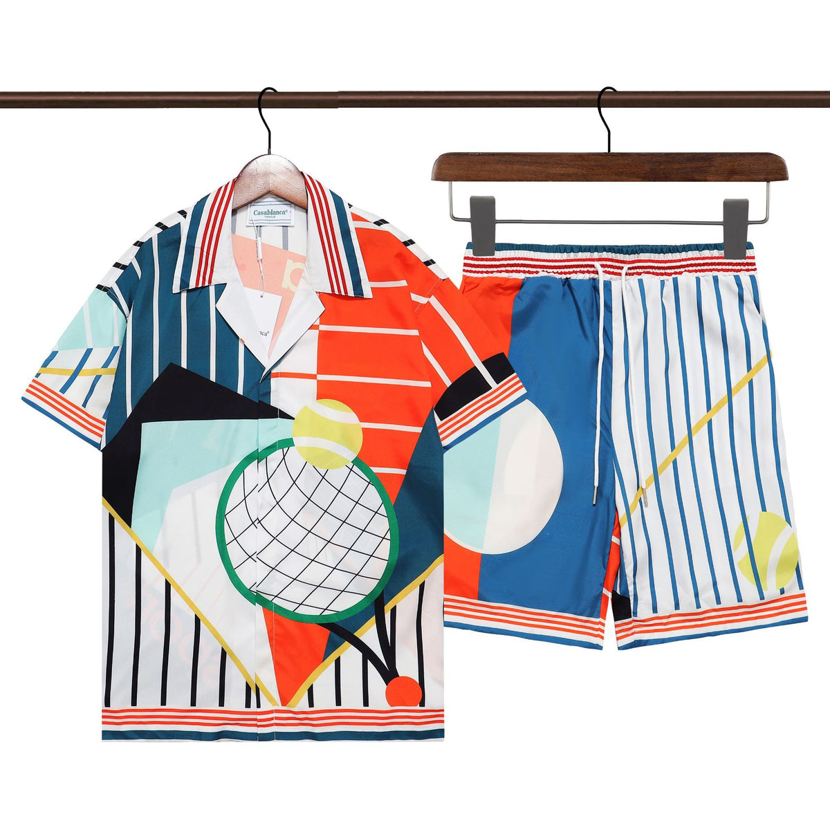 Amiri and Casa Blanca Collared shirt and shorts set