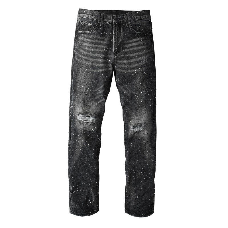 Straight-leg loose-fitting men's jeans