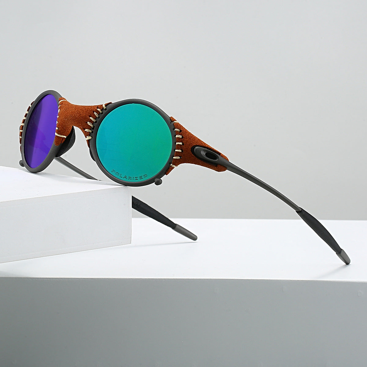 Stitched suede streampunk shades