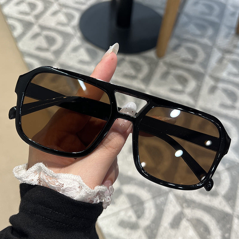 Oversized double bridge sunglasses