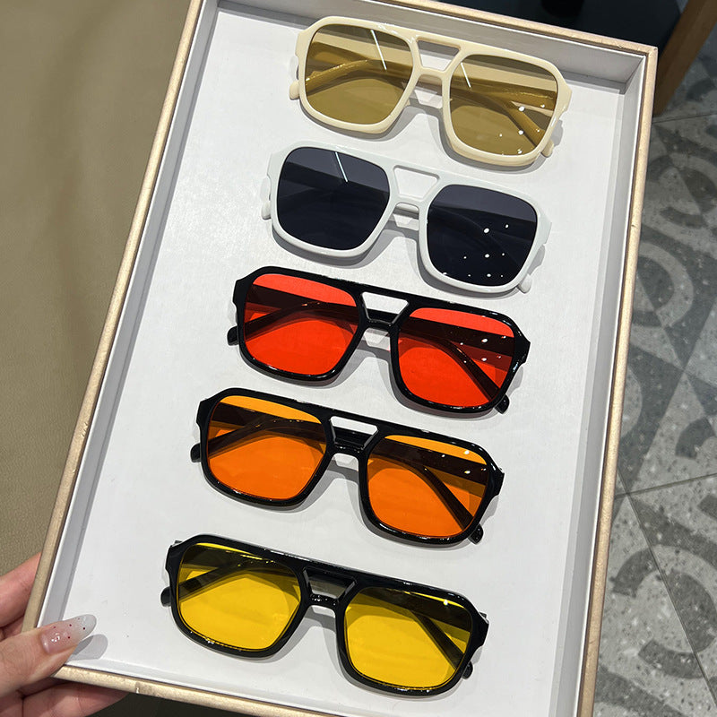 Oversized double bridge sunglasses