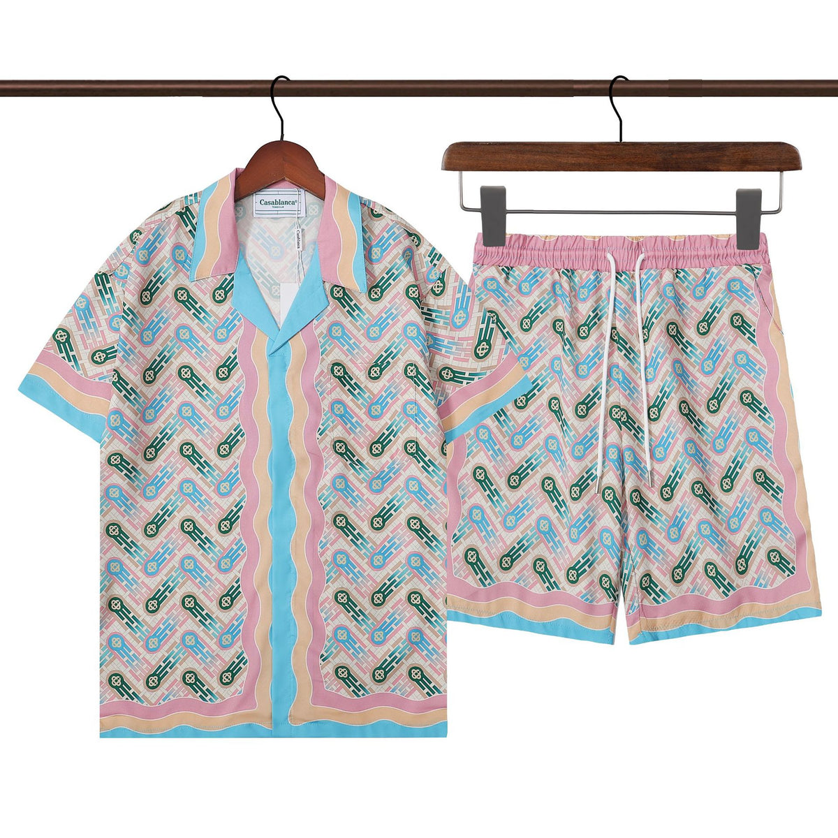 Amiri and Casa Blanca Collared shirt and shorts set