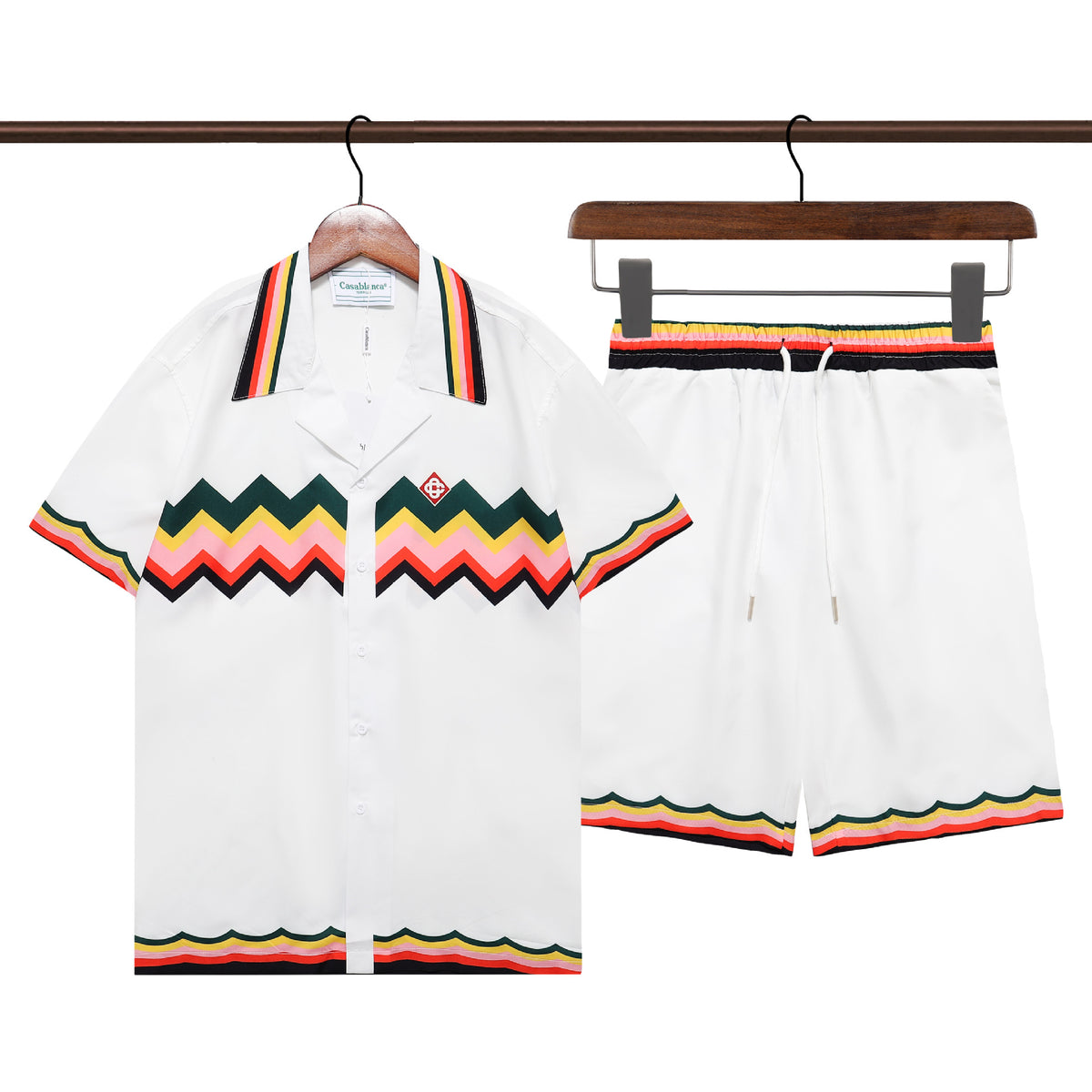 Amiri and Casa Blanca Collared shirt and shorts set