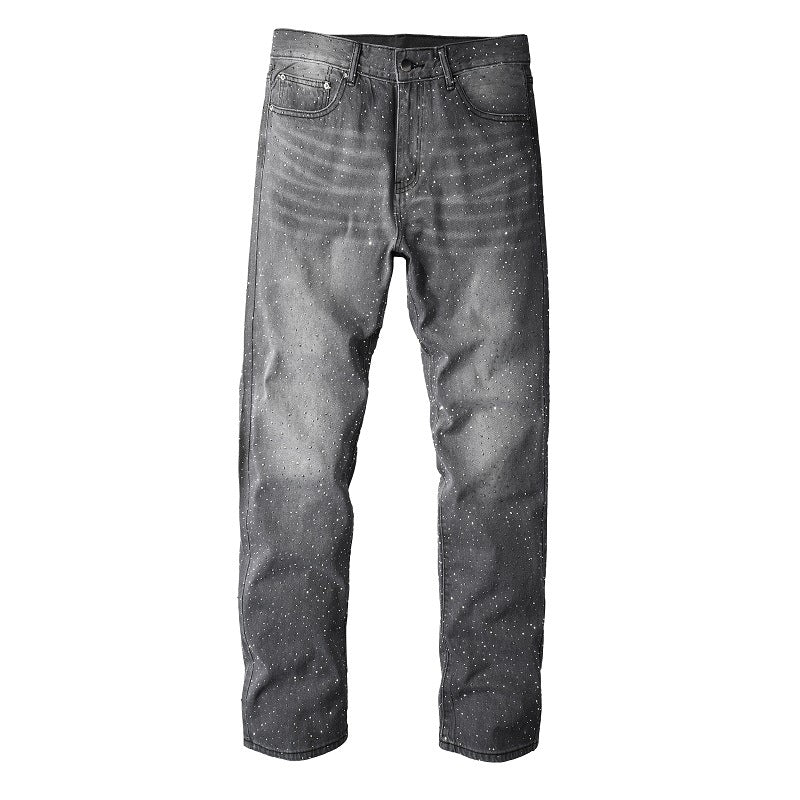 Straight-leg loose-fitting men's jeans