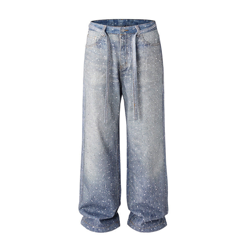 Denim shorts and jeans with sparkling rhinestones