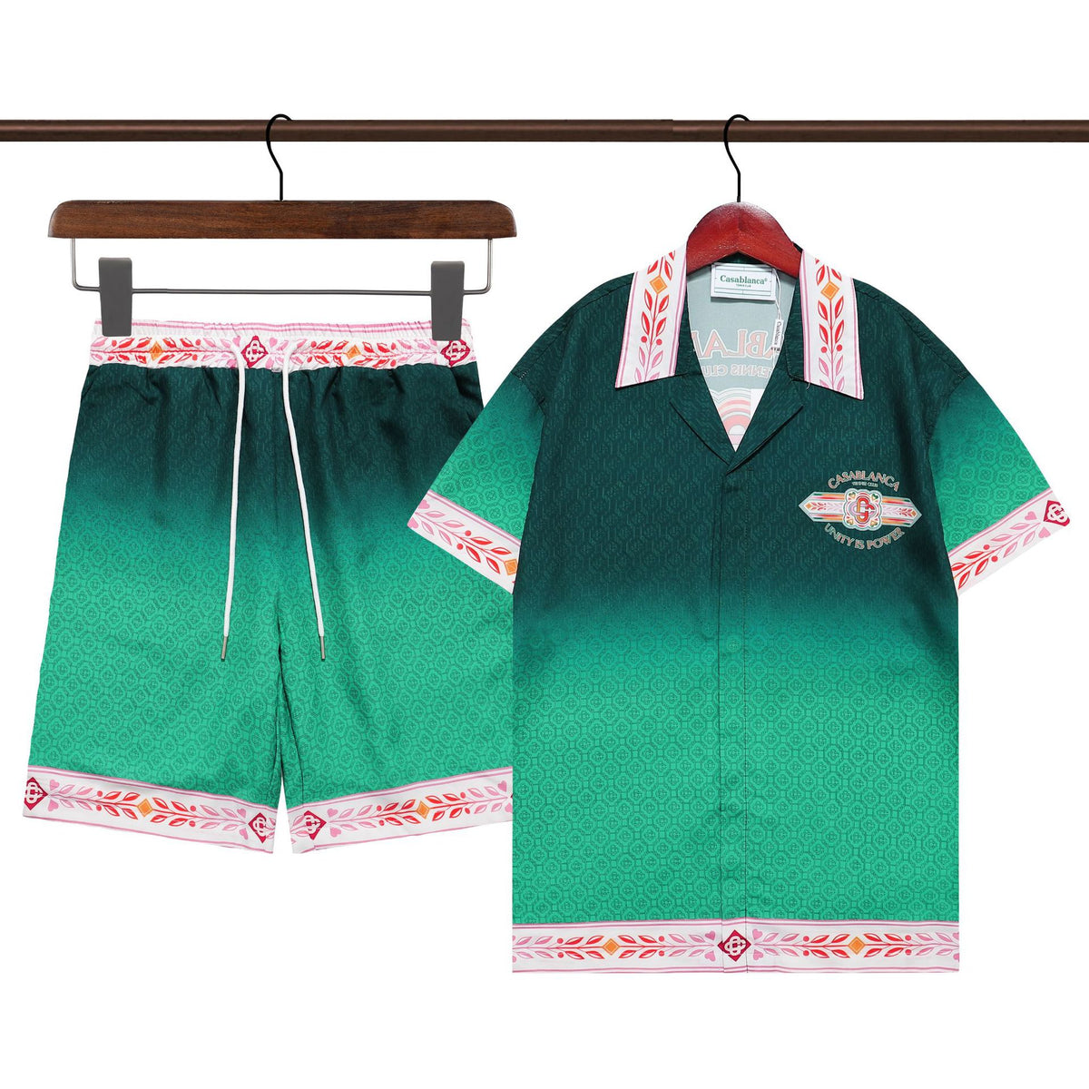 Amiri and Casa Blanca Collared shirt and shorts set