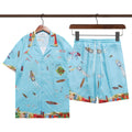 Amiri and Casa Blanca Collared shirt and shorts set