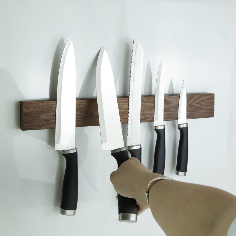Minimalist wooden magnetic knife bar