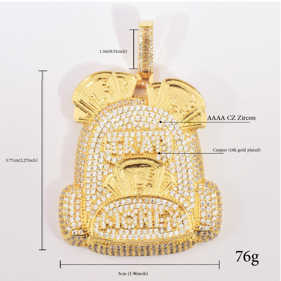Ice out money bag pendant