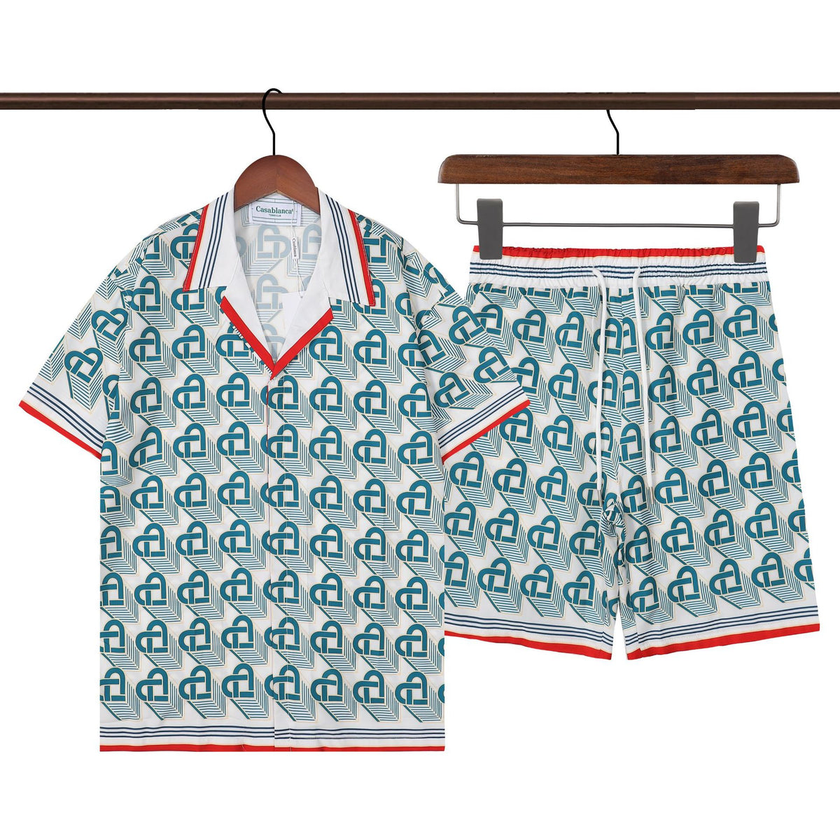 Amiri and Casa Blanca Collared shirt and shorts set