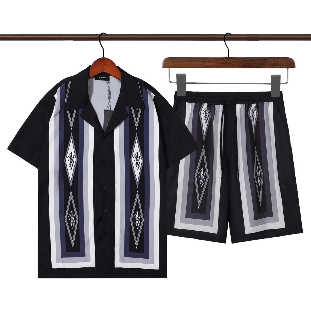 Amiri and Casa Blanca Collared shirt and shorts set
