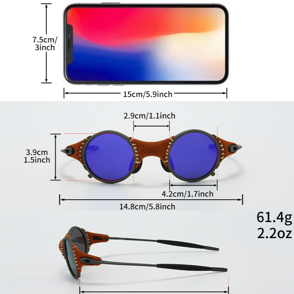 Stitched suede streampunk shades