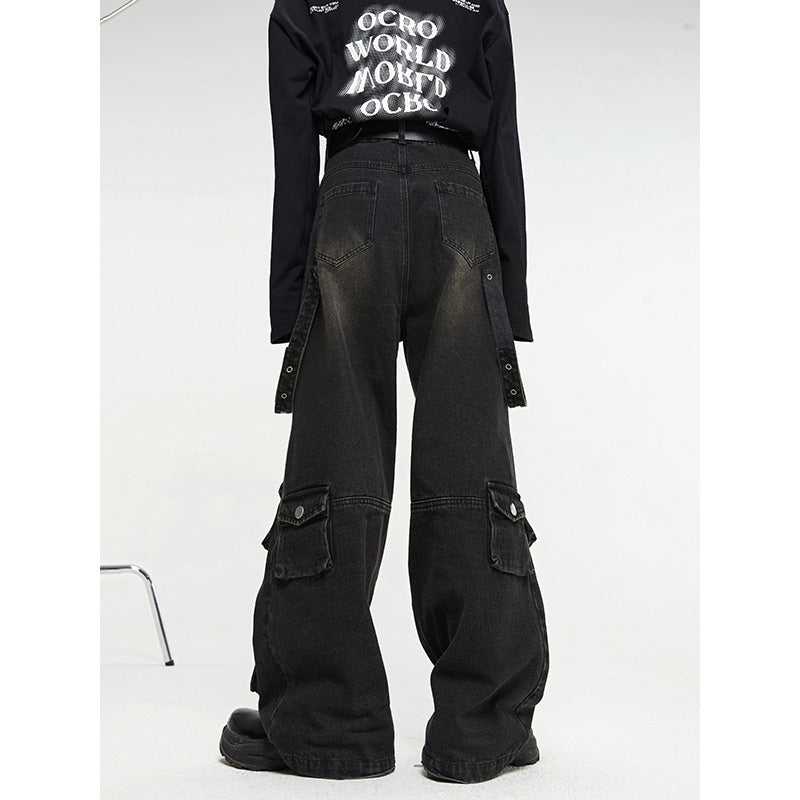 Men's Wide-Leg Multi-Pocket Jeans