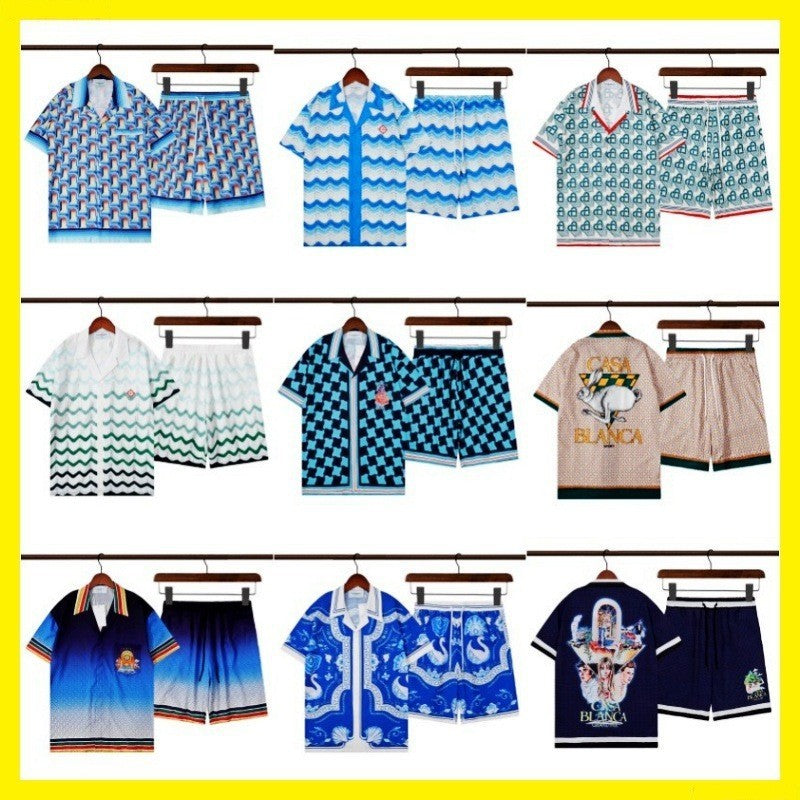 Amiri and Casa Blanca Collared shirt and shorts set
