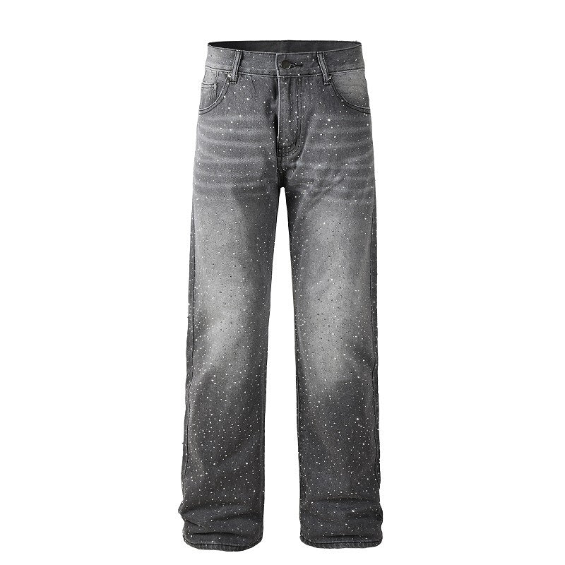 Straight-leg loose-fitting men's jeans