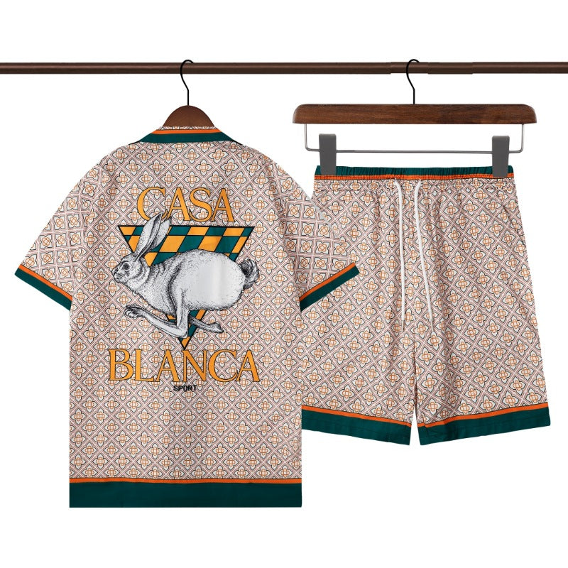 Amiri and Casa Blanca Collared shirt and shorts set